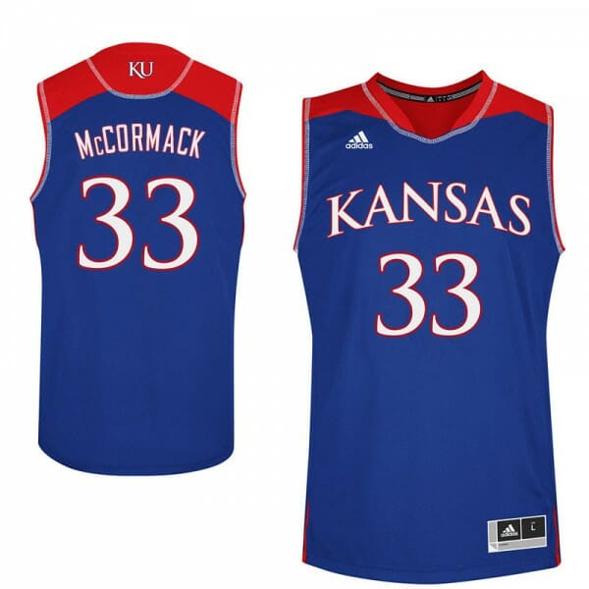 Men's Mens Jayhawks #33 David McCormack Jersey Blue College Basketball Jerseys