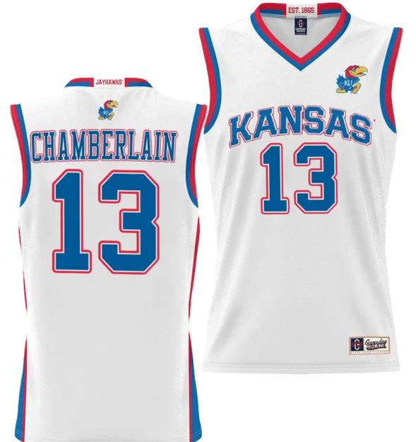 Men's Wilt Chamberlain Jersey #13 Kansas Jayhawks NIL College Basketball Lightweight White