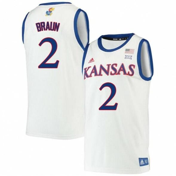 Men's Mens Kansas #2 Christian Braun Jersey White Alumi College Basketball Jerseys