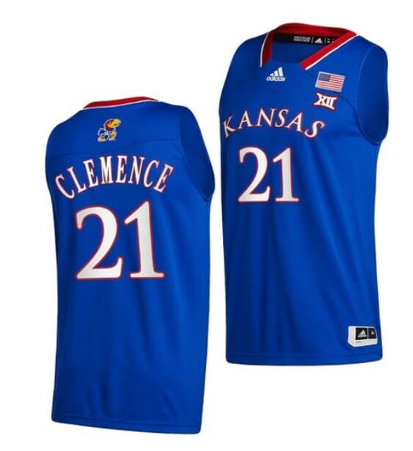 Men's Men's #21 Zach Clemence Jersey Kansas Jayhawks College Basketball Jerseys Blue 2022