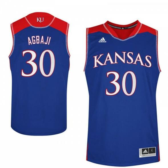 Men's Men Kansas Jayhawks #30 Ochai Agbaji Jersey Blue Embroidery College Basketball Jerseys