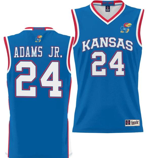 Men's KJ Adams Jr Jersey #24 Kansas Jayhawks NIL College Basketball Lightweight Royal