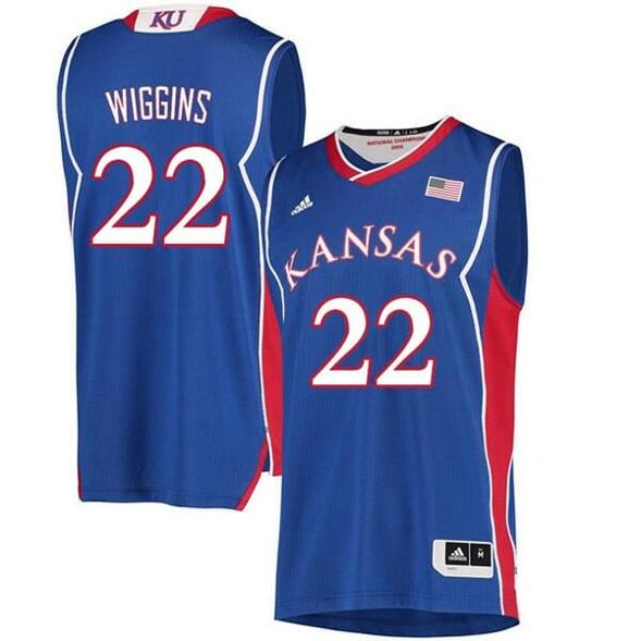 Men's Men's Jayhawks #22 Andrew Wiggins Jersey Royal Classic College Basketball Jerseys