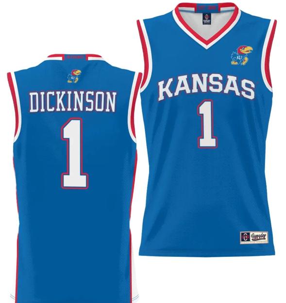 Men's Hunter Dickinson Jersey #1 Kansas Jayhawks NIL College Basketball Lightweight Royal