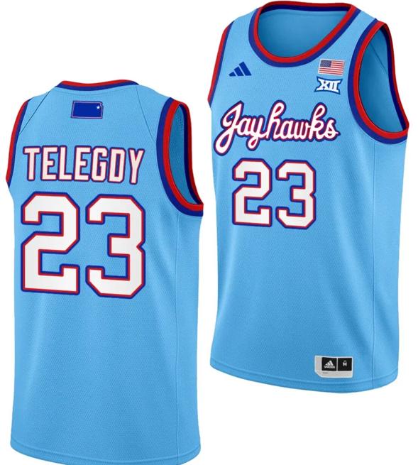 Men's Zsofia Telegdy Jersey #23 Kansas Jayhawks Basketball DRIP Alternate 2023-24 Baby Blue