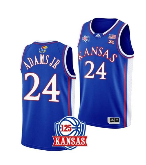 Men's Men's #24 K.J. Adams Jr Jersey Kansas Jayhawks College Basketball Jerseys Blue