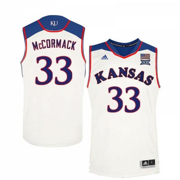 Men's Mens Jayhawks #33 David McCormack Jersey White Stitched College Basketball Jerseys