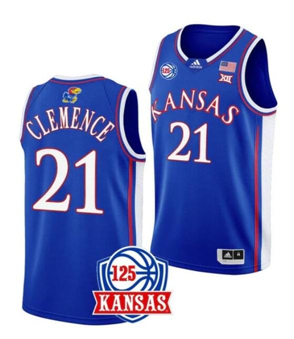 Men's Men's #21 Zach Clemence Jersey Kansas Jayhawks College Basketball Jerseys Blue