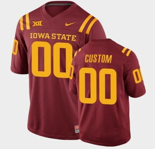 Men's Custom Iowa State Cyclones Football Jersey Name Number Cardinal College Replica