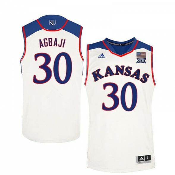 Men's Men Kansas Jayhawks #30 Ochai Agbaji Jersey White College Basketball Jerseys