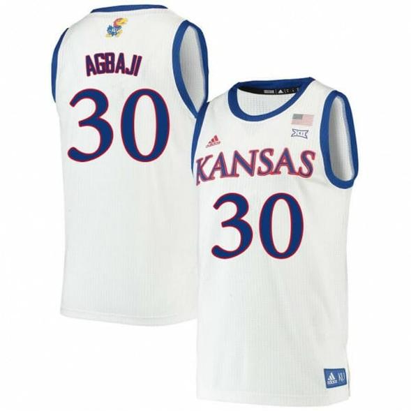 Men's Men Kansas Jayhawks #30 Ochai Agbaji Jersey White University College Basketball Jerseys