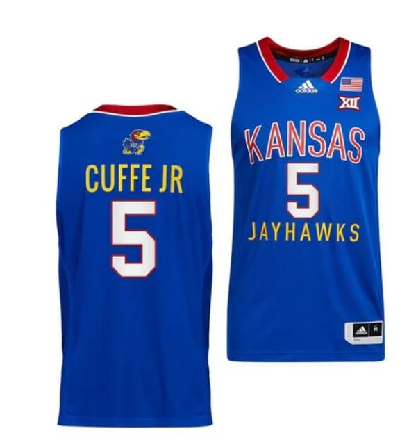 Men's Men's #5 Kyle Cuffe Jr Jersey Kansas Jayhawks College Basketball Jerseys Royal Throwback