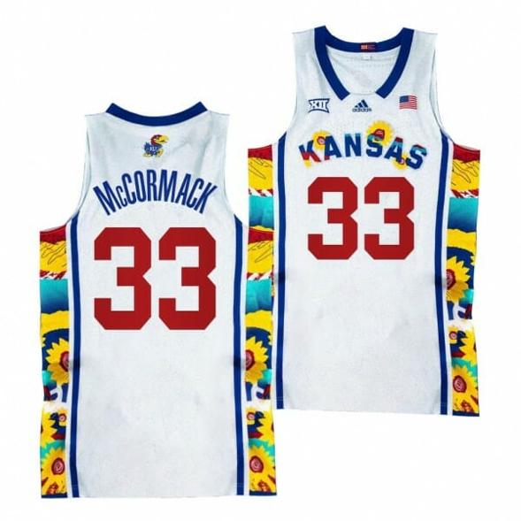 Men's Kansas Jayhawks #33 David McCormack Jersey 2022 Sunflower Showdown White Basketball Jerseys