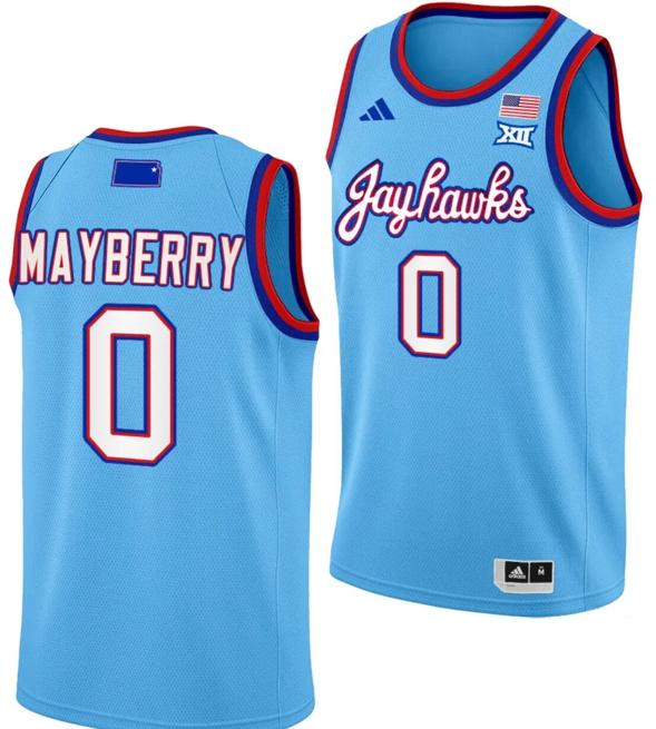 Men's Wyvette Mayberry Jersey #0 Kansas Jayhawks Basketball DRIP Alternate 2023-24 Baby Blue