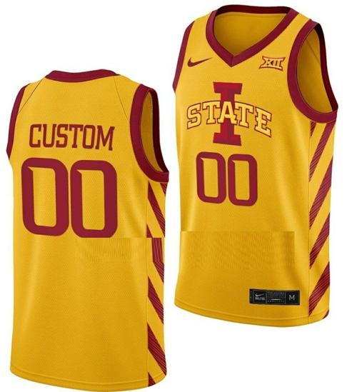 Men's Custom Iowa State Cyclones Jersey Name and Number College Basketball Gold