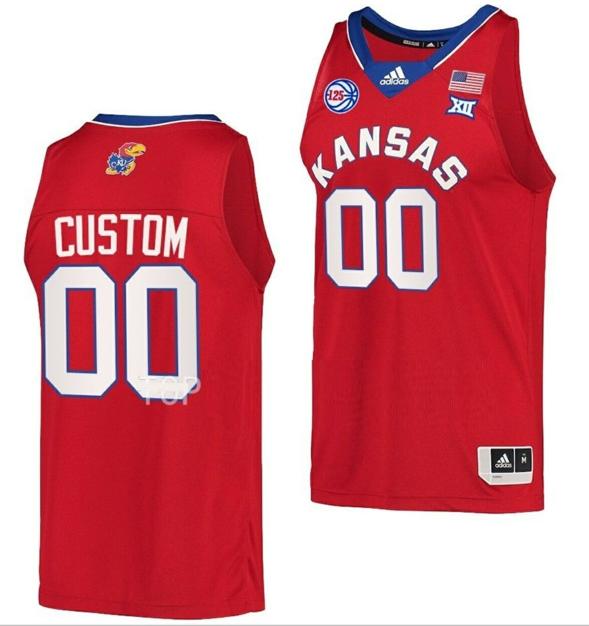 Men's Custom Kansas Jayhawks Jersey Name and Number College Basketball Red Reverse Retro 2023 Senior Night