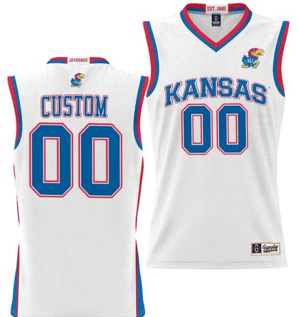 Men's Custom Kansas Jayhawks Jersey Name and Number NIL College Basketball Lightweight White