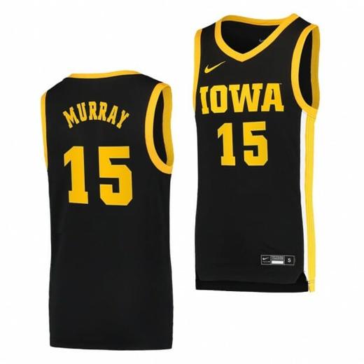 Men's Iowa Hawkeyes Keegan Murray Jersey #15 Black Basketball Jerseys Dri-FIT Swingman