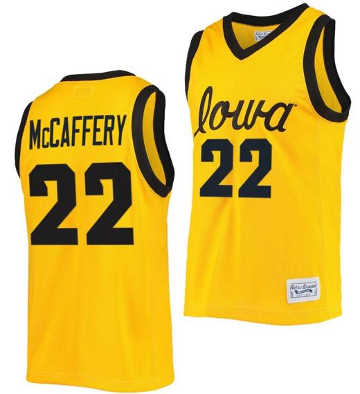 Men's Patrick McCaffery Jersey Iowa Hawkeyes College Basketball Classic Gold #22