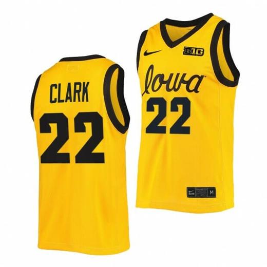 Men's Caitlin Clark Basketball Jersey #22 Iowa Hawkeyes B1G Tournament Championship Gold 2022