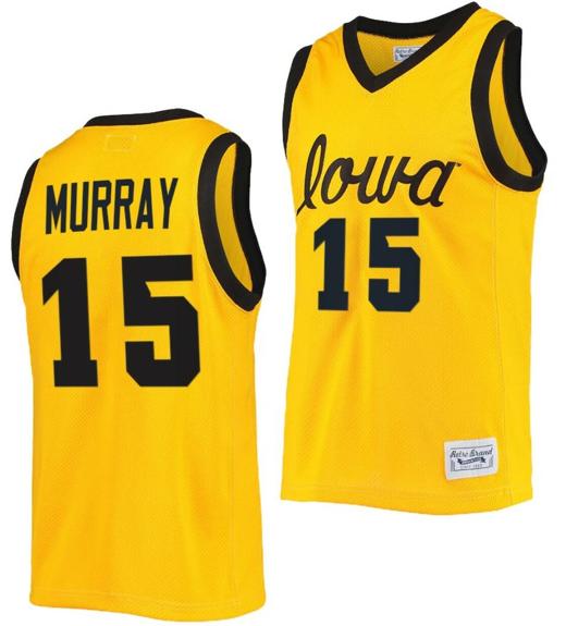 Men's Keegan Murray Jersey Iowa Hawkeyes College Basketball Classic Gold #15