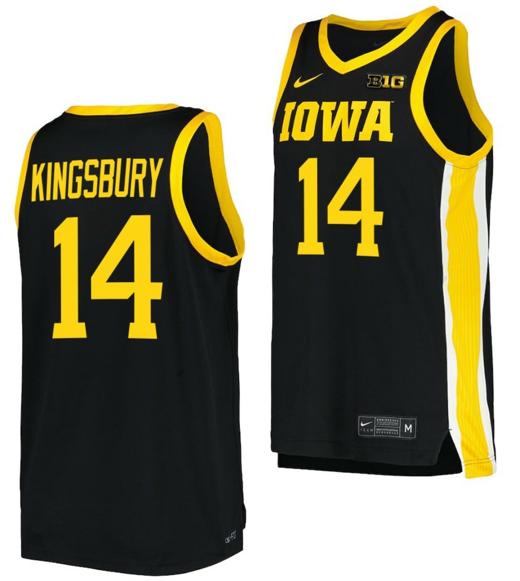 Men's Carter Kingsbury Jersey Iowa Hawkeyes College Basketball Black #14