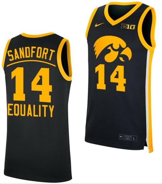 Men's Pryce Sandfort Jersey Iowa Hawkeyes College Basketball Swingman Black