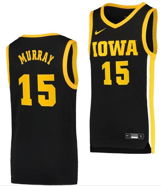 Men's Keegan Murray Jersey Iowa Hawkeyes College Basketball Black Swingman #15