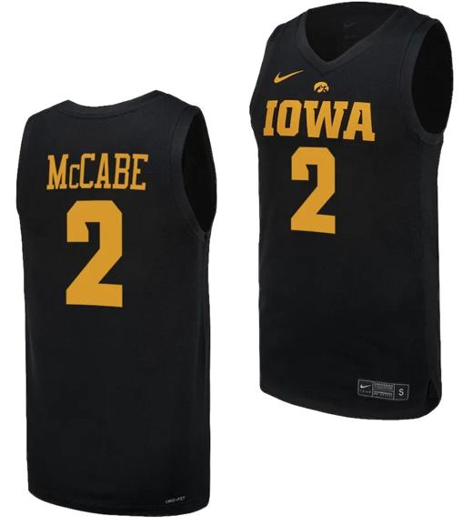 Men's Taylor McCabe Jersey #2 Iowa Hawkeyes Basketball uniform 2023-24 Black