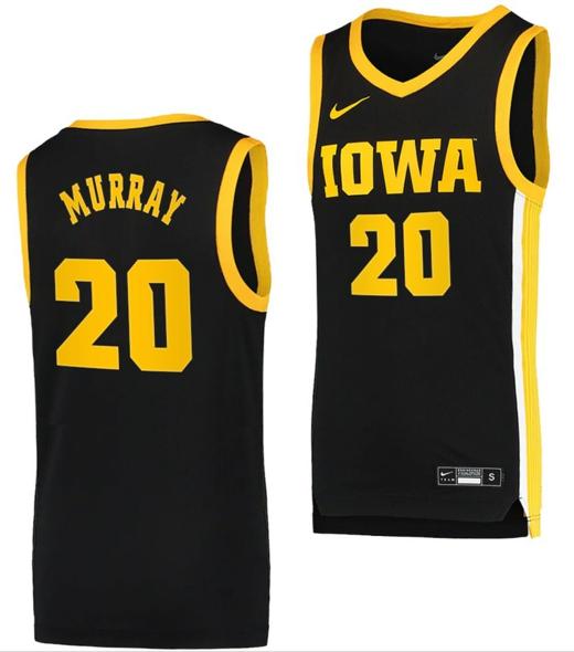 Men's Kris Murray Jersey Iowa Hawkeyes College Basketball Black Swingman #20