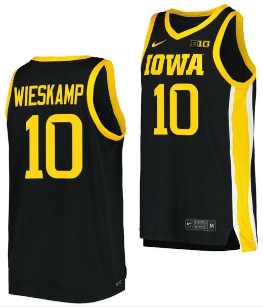 Men's Joe Wieskamp Jersey Iowa Hawkeyes College Basketball Black #10