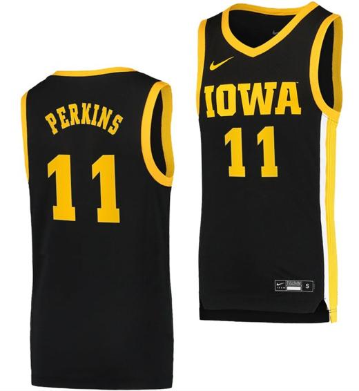 Men's Tony Perkins Jersey Iowa Hawkeyes College Basketball Black Swingman #11