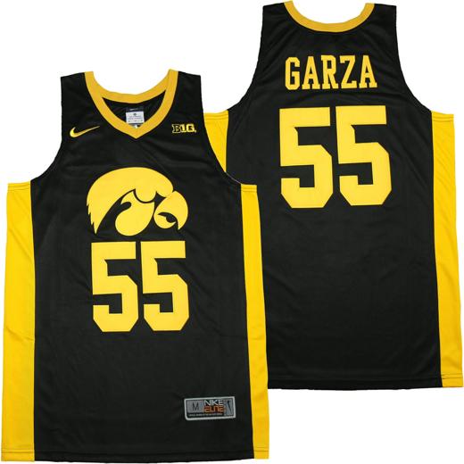 Men's Iowa Hawkeyes #55 Garza NCAA Basketball Jersey Black Yellow