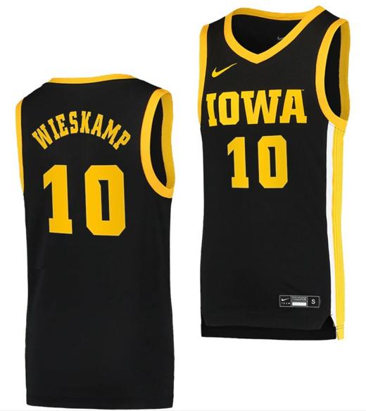 Men's Joe Wieskamp Jersey Iowa Hawkeyes College Basketball Black Swingman #10