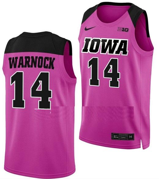 Men's McKenna Warnock Jersey Iowa Hawkeyes College Basketball Pink #14