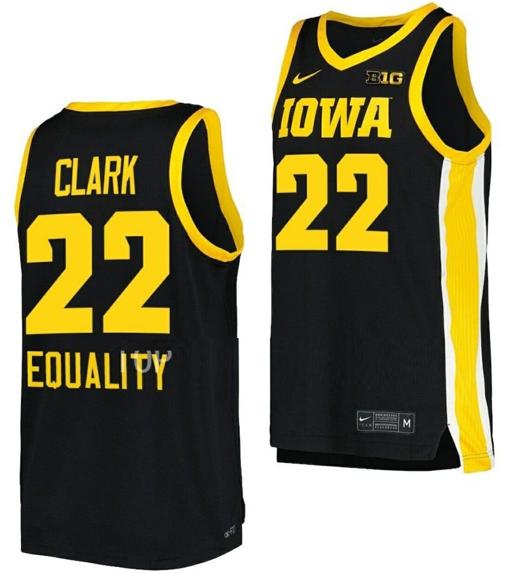 Men's Caitlin Clark Jersey Iowa Hawkeyes College Basketball Black Equality #22