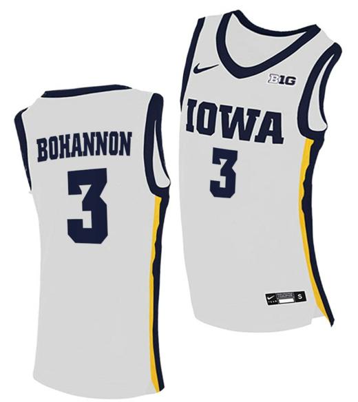 Men's Jordan Bohannon Jersey Iowa Hawkeyes College Basketball White #3