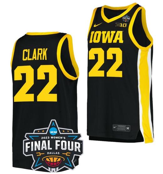 Men's Caitlin Clark Jersey Iowa Hawkeyes College Basketball 2023 National Championship?Bound?Black?#22