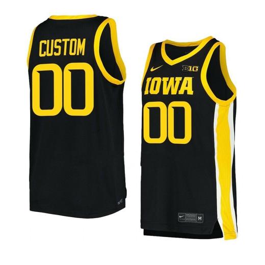 Men's Custom Iowa Hawkeyes Jersey Basketball College Name and Number Black