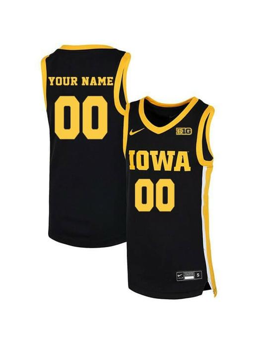 Men's Custom Iowa Hawkeyes Jersey Name and Number College Basketball Elite Black