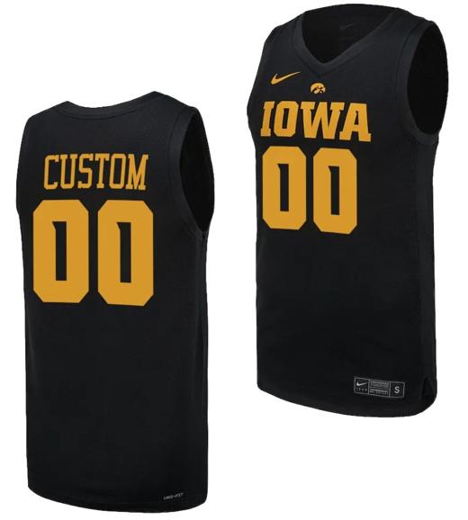 Men's Custom Iowa Hawkeyes Jersey Name and Number Basketball uniform 2023-24 Black