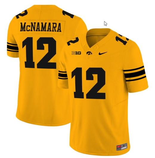 Men's Cade McNamara Jersey #12 Iowa Hawkeyes Vapor Limited College Football Gold