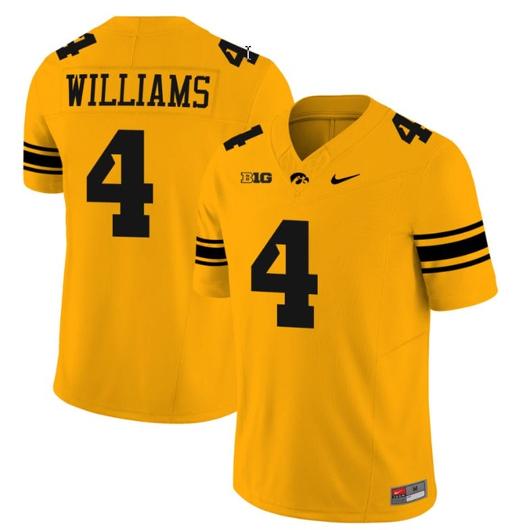 Men's Leshon Williams Jersey #4 Iowa Hawkeyes Vapor Limited College Football Gold