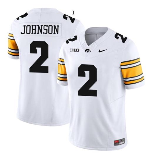 Men's Kaleb Johnson Jersey #2 Iowa Hawkeyes Vapor Limited College Football White