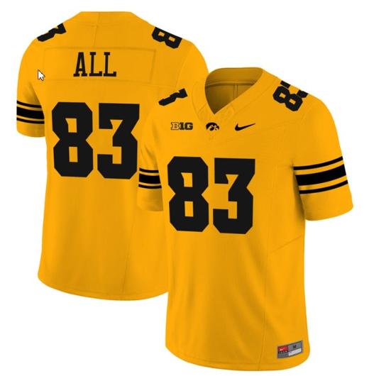 Men's Erick All Jersey #83 Iowa Hawkeyes Vapor Limited College Football Gold