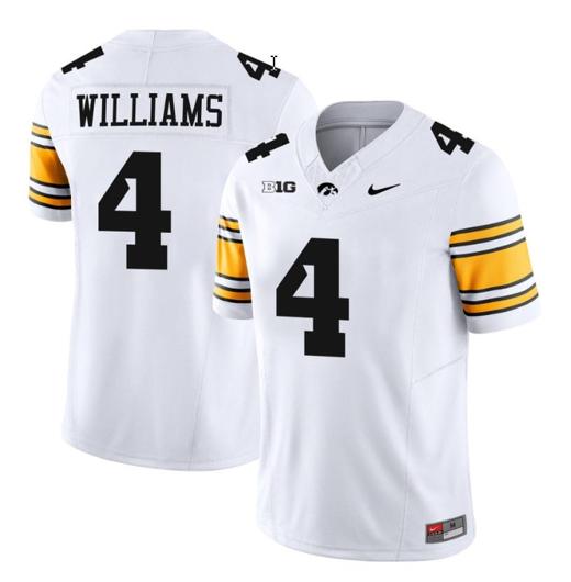 Men's Leshon Williams Jersey #4 Iowa Hawkeyes Vapor Limited College Football White