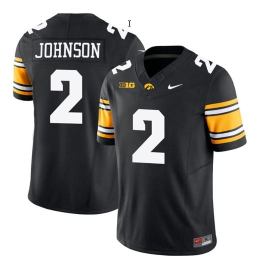 Men's Kaleb Johnson Jersey #2 Iowa Hawkeyes Vapor Limited College Football Black