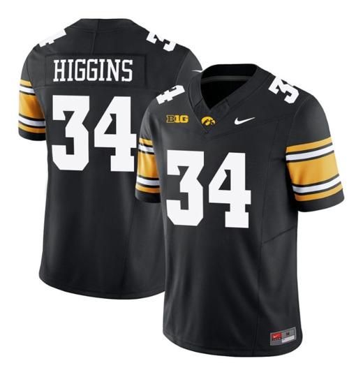 Men's Jay Higgins Jersey #34 Iowa Hawkeyes Vapor Limited College Football Black