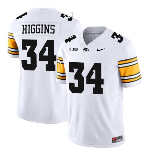 Men's Jay Higgins Jersey #34 Iowa Hawkeyes Vapor Limited College Football White