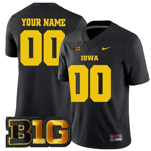 Men's Custom Iowa Hawkeyes Jersey Name and Number College Football Black Alternate All Stitched